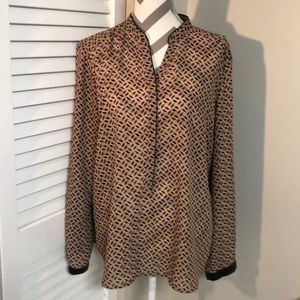 Kenar Leather Trim Blouse